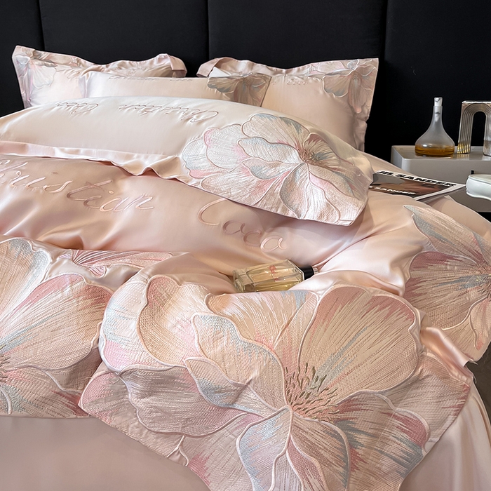 91家纺网 家纺一手货源 找家纺 置顶家纺 2025新款COCO小姐升级版水洗天丝四件套系列 COCO小姐升级版-玉粉