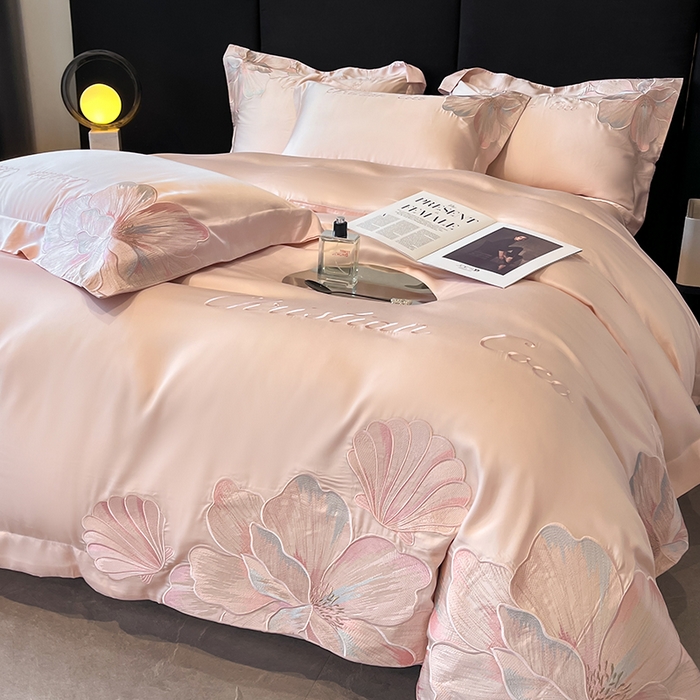 91家纺网 家纺一手货源 找家纺 置顶家纺 2025新款COCO小姐升级版水洗天丝四件套系列 COCO小姐升级版-玉粉