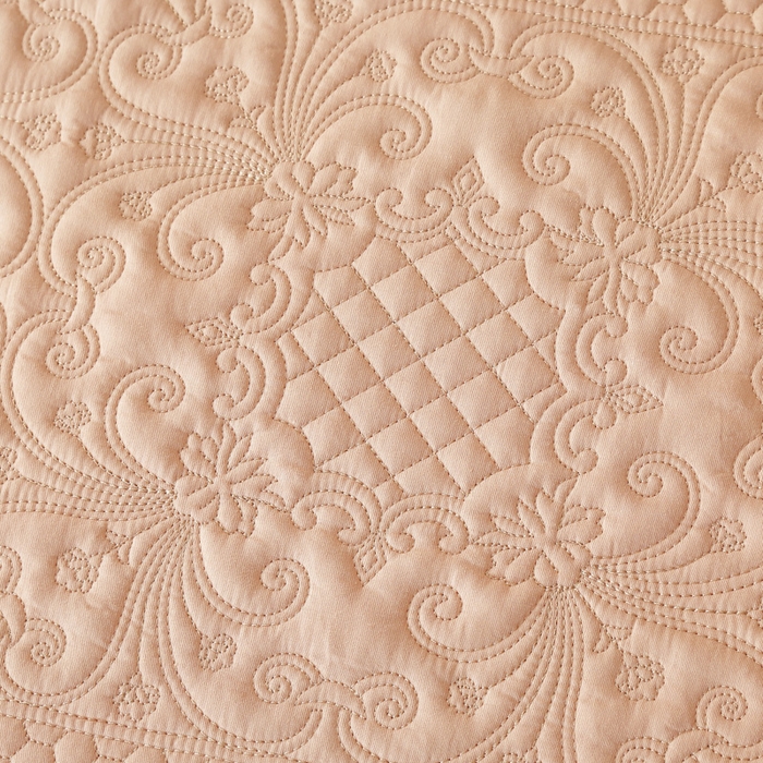 91家纺网 家纺一手货源 找家纺 OL家纺 2025新款全棉夹棉床盖三件套-欧花系列 骍刚橘