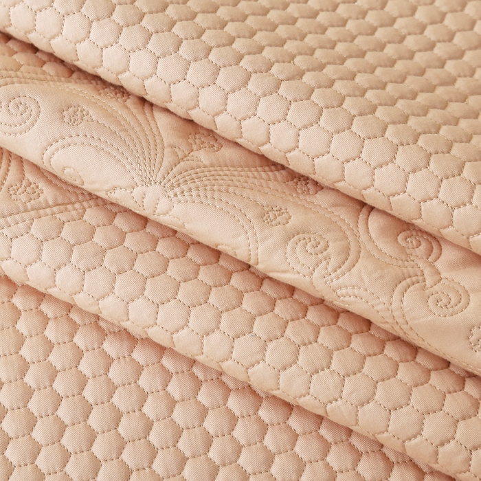 91家纺网 家纺一手货源 找家纺 OL家纺 2025新款全棉夹棉床盖三件套-欧花系列 骍刚橘