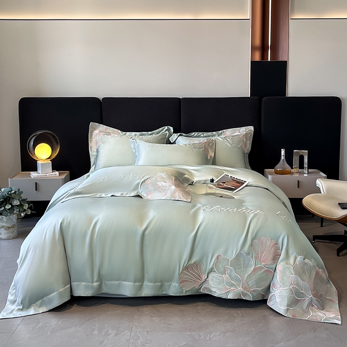 91家纺网 家纺一手货源 找家纺 置顶家纺 2025新款COCO小姐升级版水洗天丝四件套系列 COCO小姐升级版-繁星蓝