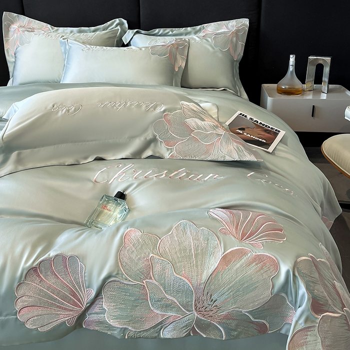 91家纺网 家纺一手货源 找家纺 置顶家纺 2025新款COCO小姐升级版水洗天丝四件套系列 COCO小姐升级版-繁星蓝