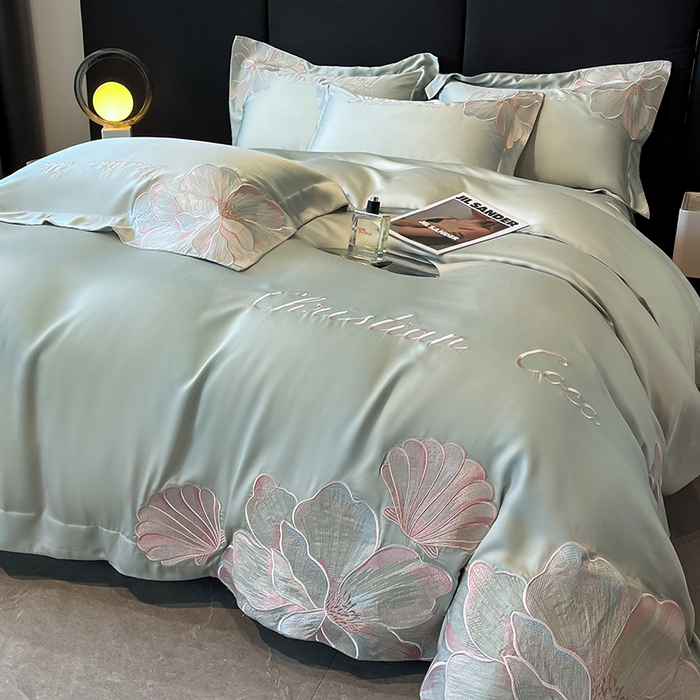 91家纺网 家纺一手货源 找家纺 置顶家纺 2025新款COCO小姐升级版水洗天丝四件套系列 COCO小姐升级版-繁星蓝