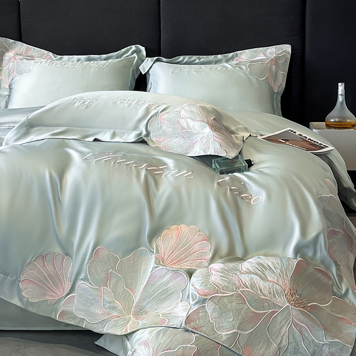 91家纺网 家纺一手货源 找家纺 置顶家纺 2025新款COCO小姐升级版水洗天丝四件套系列 COCO小姐升级版-繁星蓝