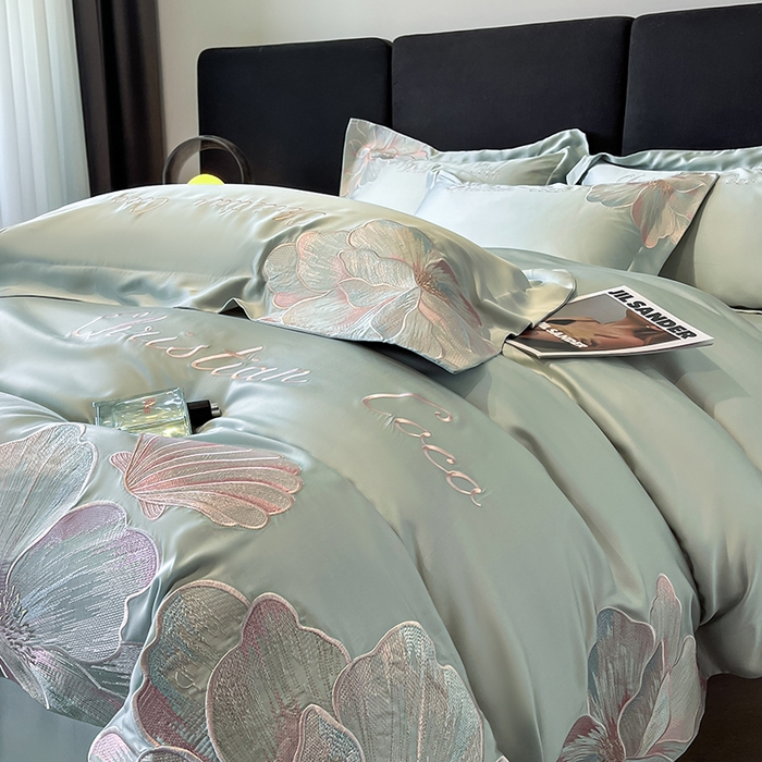 91家纺网 家纺一手货源 找家纺 置顶家纺 2025新款COCO小姐升级版水洗天丝四件套系列 COCO小姐升级版-繁星蓝