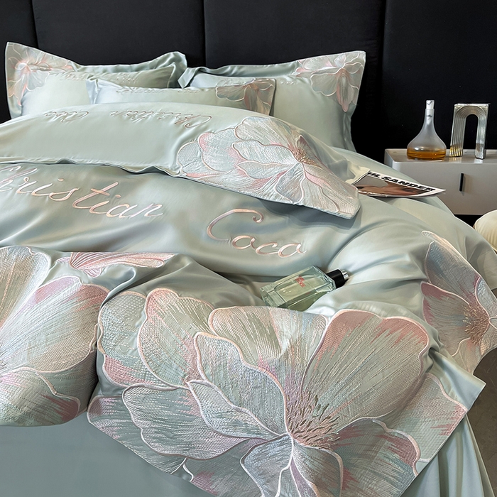 91家纺网 家纺一手货源 找家纺 置顶家纺 2025新款COCO小姐升级版水洗天丝四件套系列 COCO小姐升级版-繁星蓝