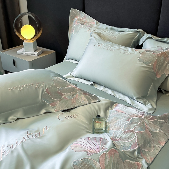 91家纺网 家纺一手货源 找家纺 置顶家纺 2025新款COCO小姐升级版水洗天丝四件套系列 COCO小姐升级版-繁星蓝