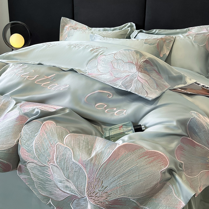 91家纺网 家纺一手货源 找家纺 置顶家纺 2025新款COCO小姐升级版水洗天丝四件套系列 COCO小姐升级版-繁星蓝