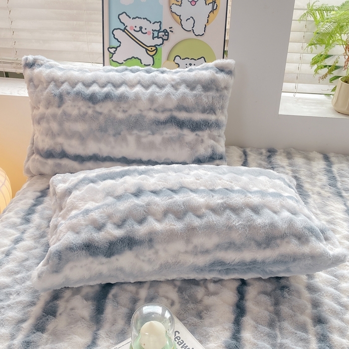 91家纺网 家纺一手货源 找家纺 麒东家纺 2025新款波浪绒兔毛绒床单单床单床单单品 灰色