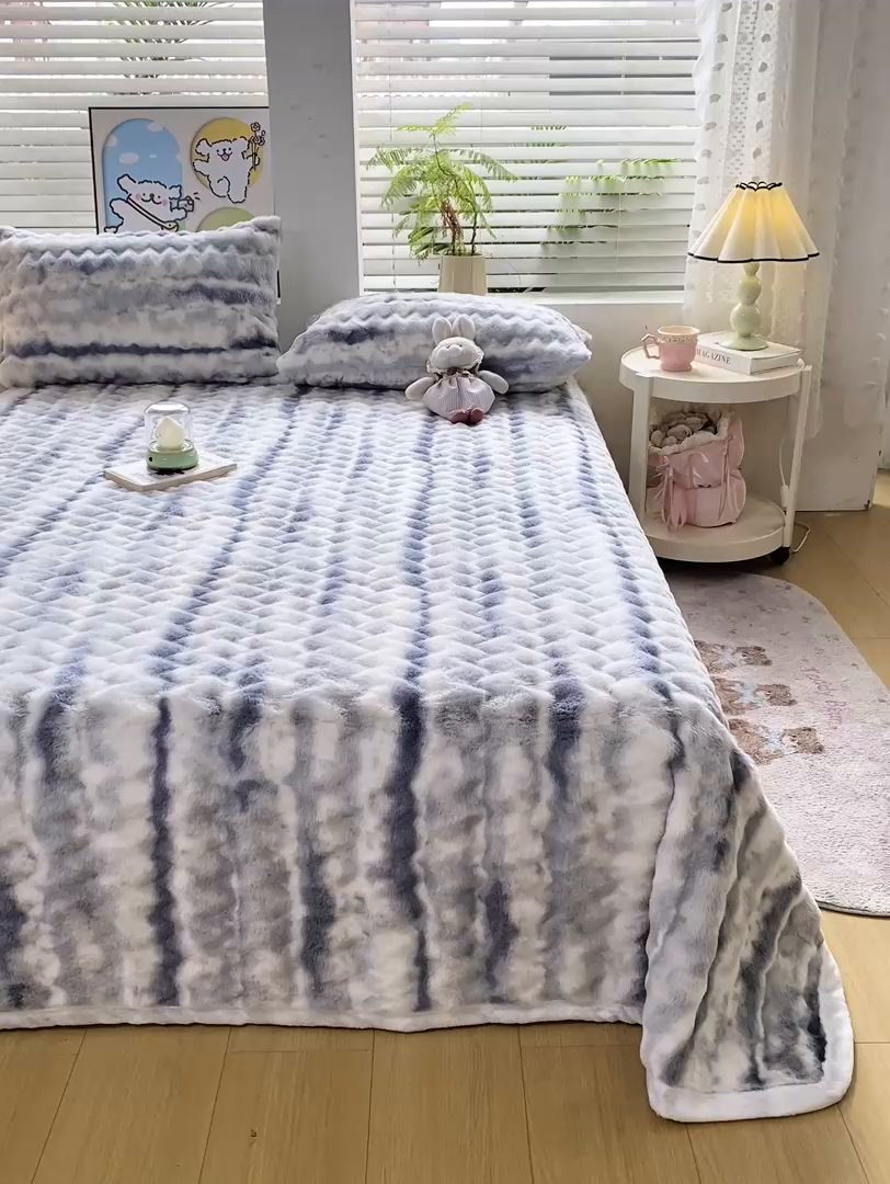 91家纺网 家纺一手货源 找家纺 （总）麒东家纺 2025新款波浪绒兔毛绒床单单床单床单单品