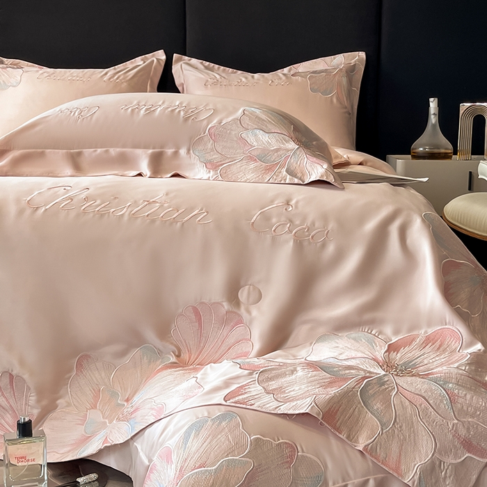91家纺网 家纺一手货源 找家纺 置顶家纺 2025新款水洗天丝夏被四件套-coco小姐 COCO小姐-冰莓粉