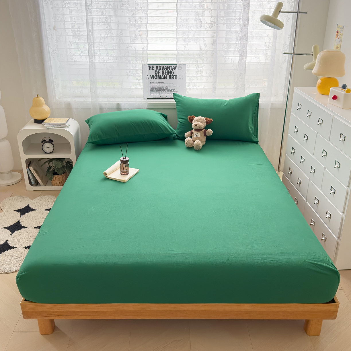 91家纺网 家纺一手货源 找家纺 （总）对白 2025新款32支全棉色织水洗棉单品床笠