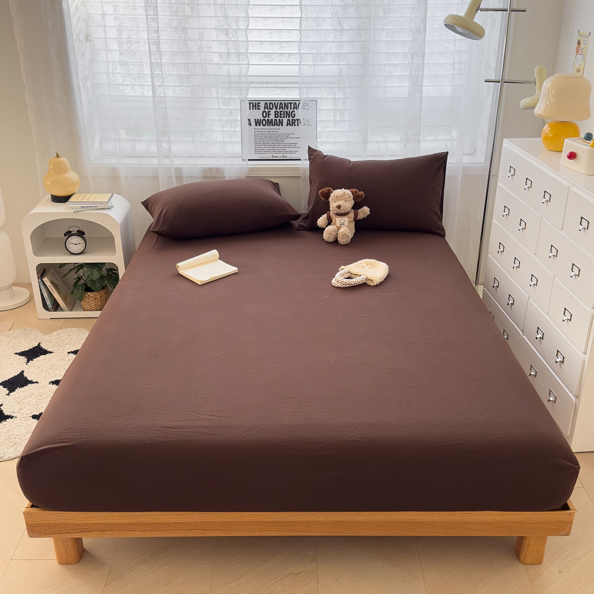 91家纺网 家纺一手货源 找家纺 （总）对白 2025新款32支全棉色织水洗棉单品床笠