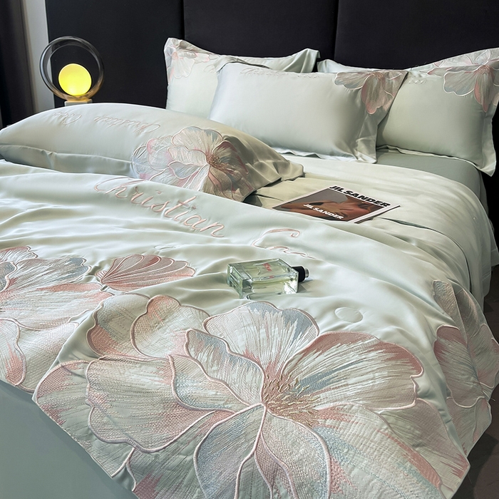 91家纺网 家纺一手货源 找家纺 置顶家纺 2025新款水洗天丝夏被四件套-coco小姐 COCO小姐-繁星蓝