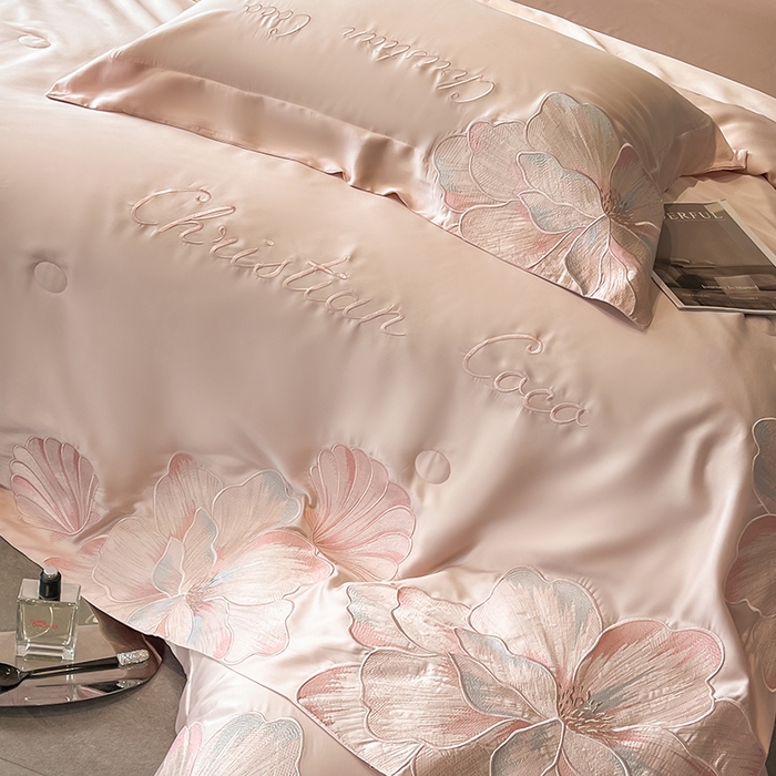 91家纺网 家纺一手货源 找家纺 置顶家纺 2025新款水洗天丝夏被四件套-coco小姐 COCO小姐-冰莓粉