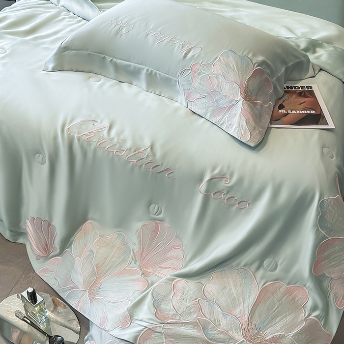 91家纺网 家纺一手货源 找家纺 置顶家纺 2025新款水洗天丝夏被四件套-coco小姐 COCO小姐-繁星蓝