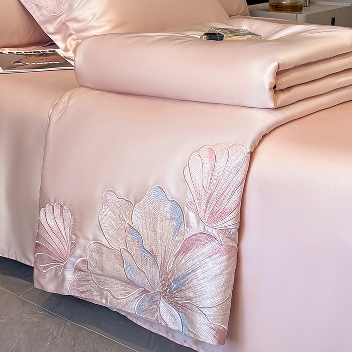 91家纺网 家纺一手货源 找家纺 置顶家纺 2025新款水洗天丝夏被四件套-coco小姐 COCO小姐-浅豆沙