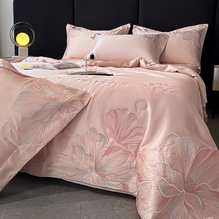 91家纺网 家纺一手货源 找家纺 置顶家纺 2025新款水洗天丝夏被四件套-coco小姐 COCO小姐-浅豆沙