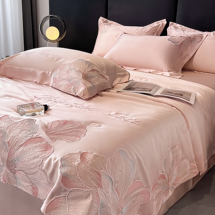 91家纺网 家纺一手货源 找家纺 置顶家纺 2025新款水洗天丝夏被四件套-coco小姐 COCO小姐-浅豆沙