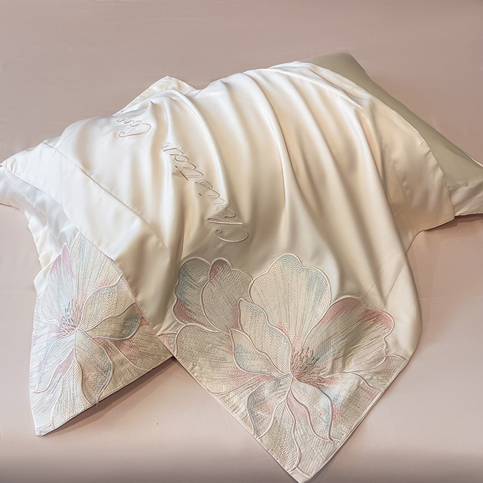 91家纺网 家纺一手货源 找家纺 置顶家纺 2025新款水洗天丝夏被四件套-coco小姐 COCO小姐-白+粉