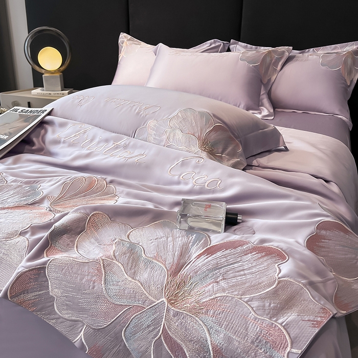 91家纺网 家纺一手货源 找家纺 置顶家纺 2025新款水洗天丝夏被四件套-coco小姐 COCO小姐-香芋紫