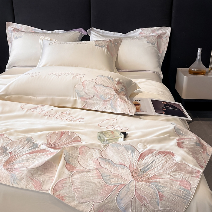 91家纺网 家纺一手货源 找家纺 置顶家纺 2025新款水洗天丝夏被四件套-coco小姐 COCO小姐-奶昔白