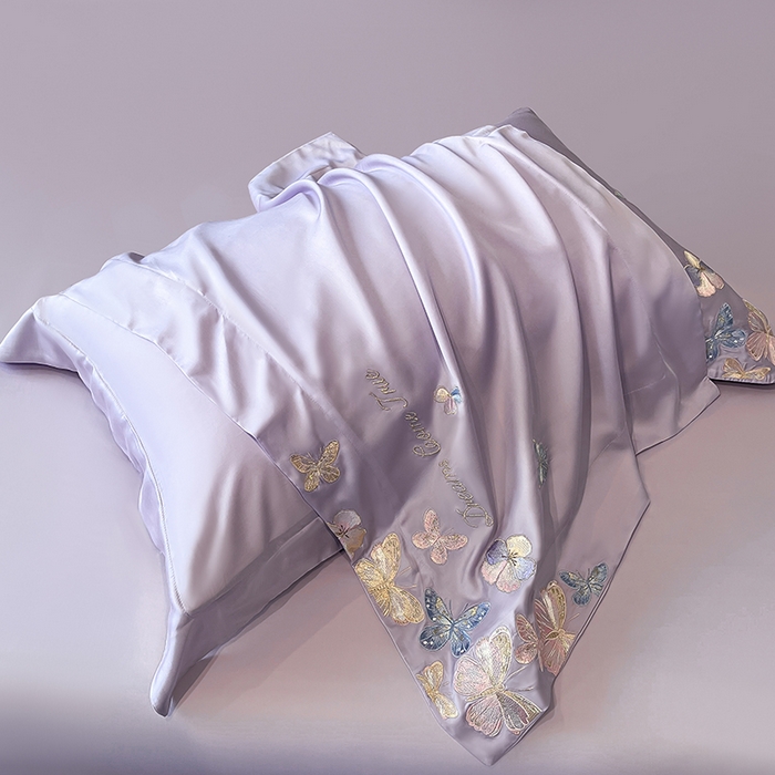 91家纺网 家纺一手货源 找家纺 置顶家纺 2025新款双面水洗天丝四件套-花不尽 花不尽-香芋紫