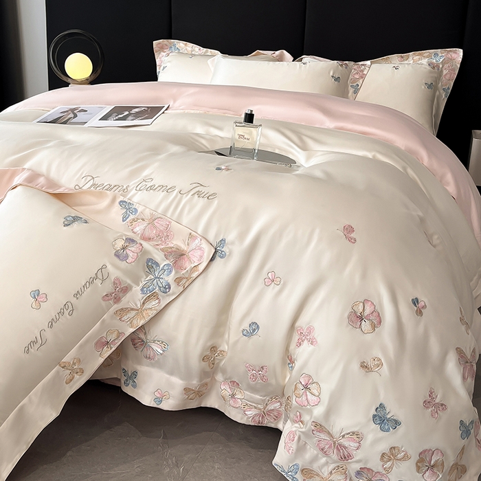 91家纺网 家纺一手货源 找家纺 （总）置顶家纺 2025新款双面水洗天丝四件套-花不尽