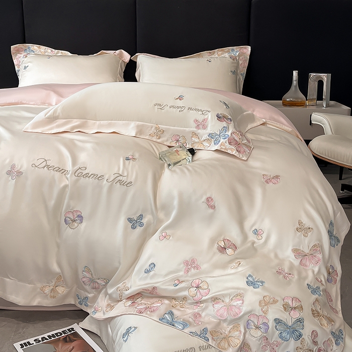 91家纺网 家纺一手货源 找家纺 （总）置顶家纺 2025新款双面水洗天丝四件套-花不尽