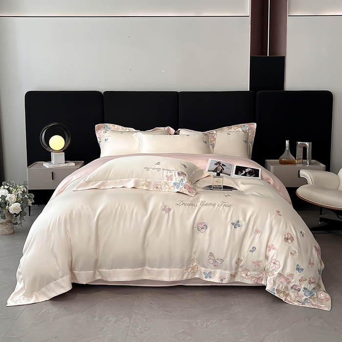 91家纺网 家纺一手货源 找家纺 （总）置顶家纺 2025新款双面水洗天丝四件套-花不尽