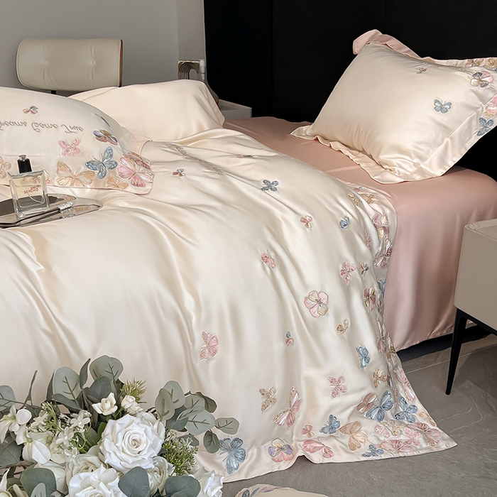 91家纺网 家纺一手货源 找家纺 （总）置顶家纺 2025新款双面水洗天丝四件套-花不尽