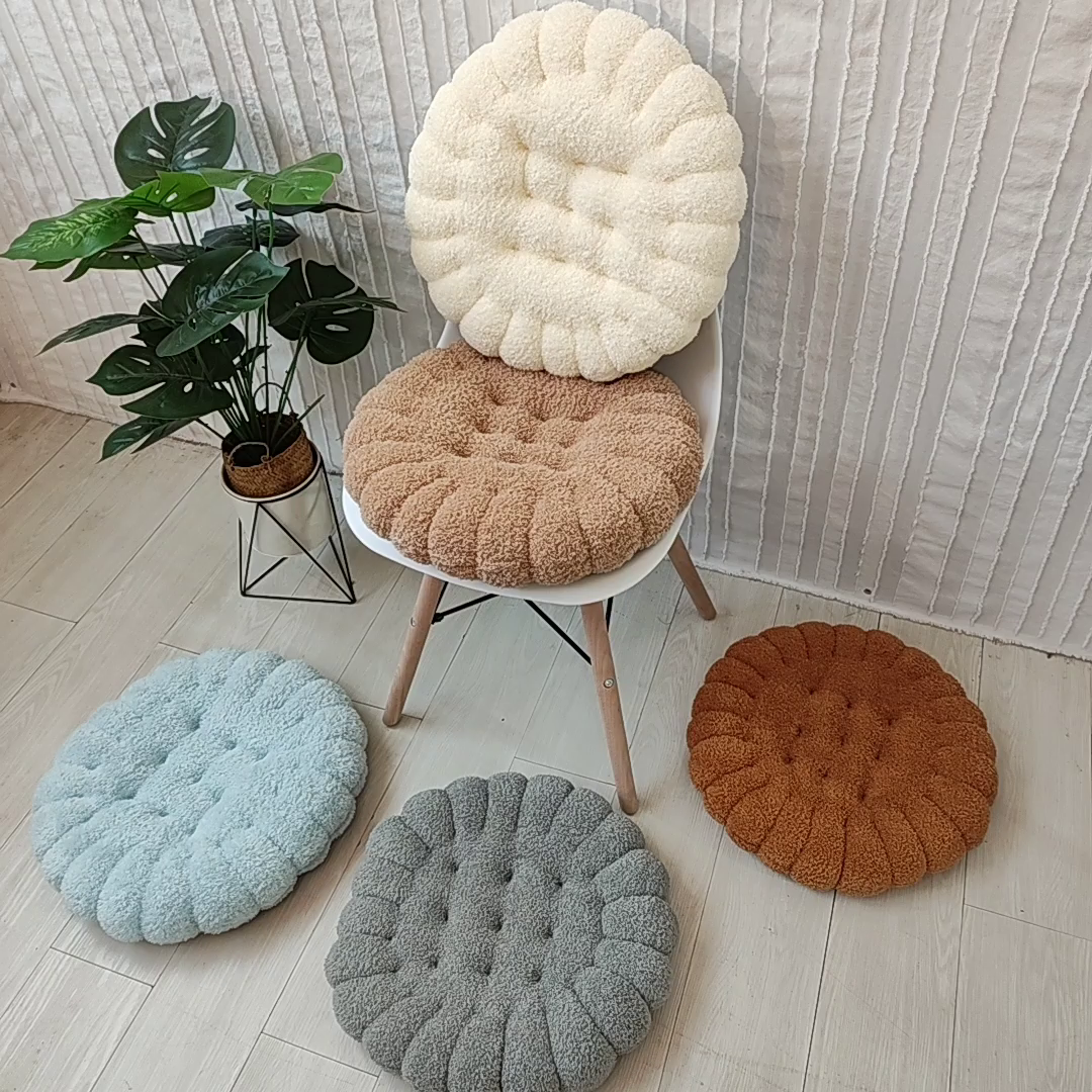 91家纺网 家纺一手货源 找家纺 （总）李帅家居 2025新款美丽绒饼干坐垫椅子垫批发毛绒屁垫