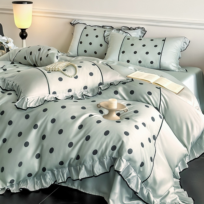 91家纺网 家纺一手货源 找家纺 （总）置顶家纺 2025新款波点双面水洗天丝四件套