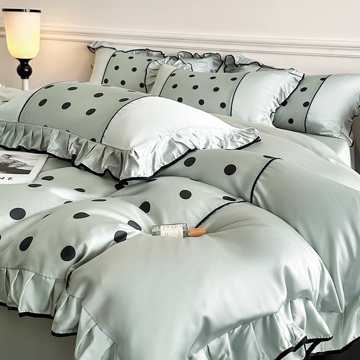 91家纺网 家纺一手货源 找家纺 （总）置顶家纺 2025新款波点双面水洗天丝四件套