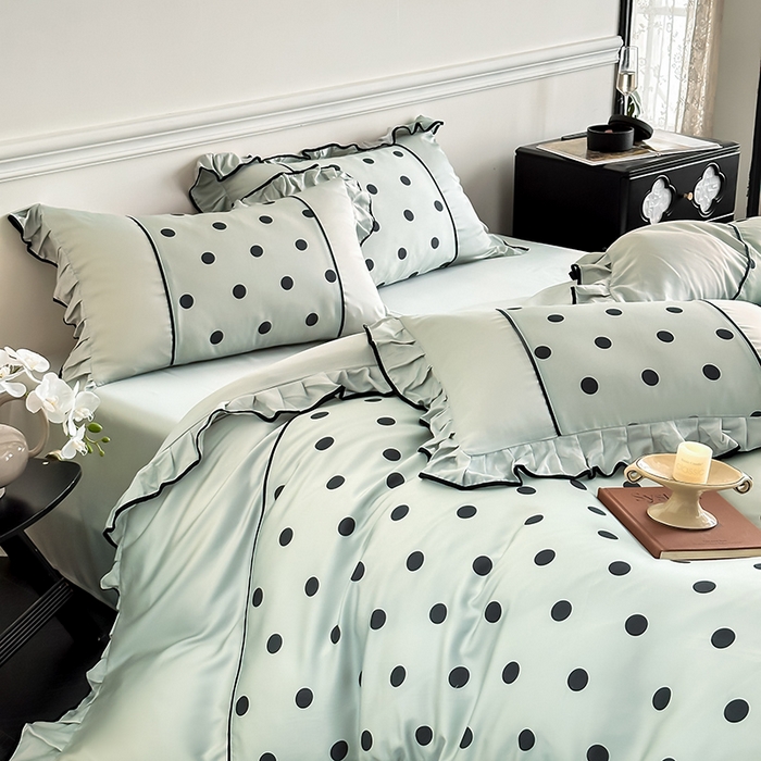 91家纺网 家纺一手货源 找家纺 （总）置顶家纺 2025新款波点双面水洗天丝四件套