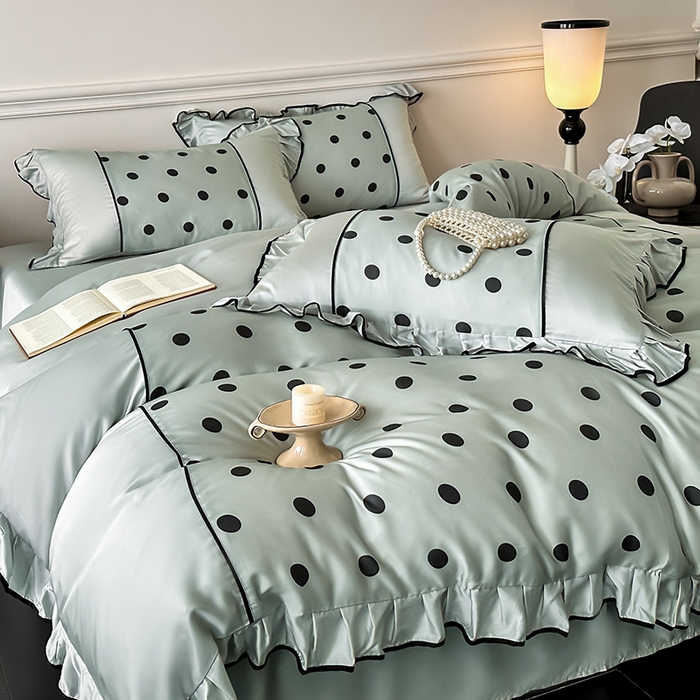 91家纺网 家纺一手货源 找家纺 （总）置顶家纺 2025新款波点双面水洗天丝四件套