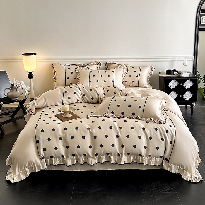 91家纺网 家纺一手货源 找家纺 （总）置顶家纺 2025新款波点双面水洗天丝四件套