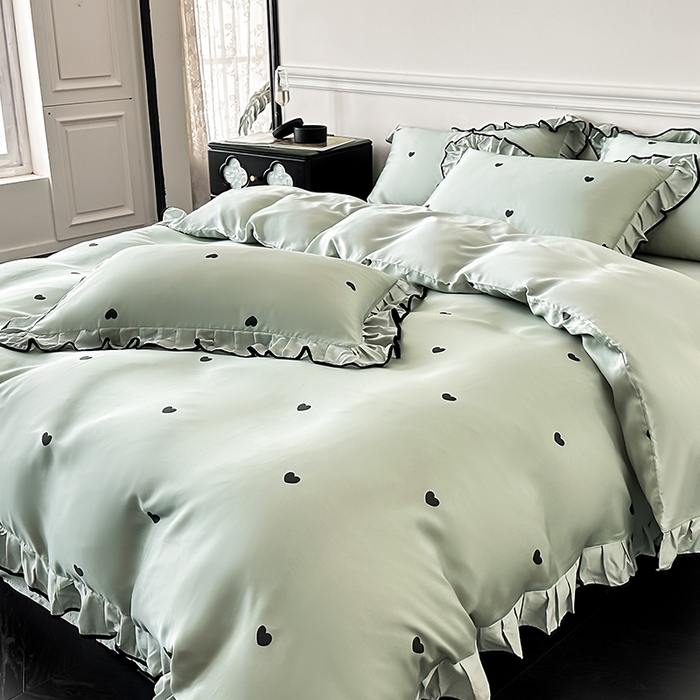 91家纺网 家纺一手货源 找家纺 （总）置顶家纺 2025新款初心蝴蝶结水洗天丝印花四件套