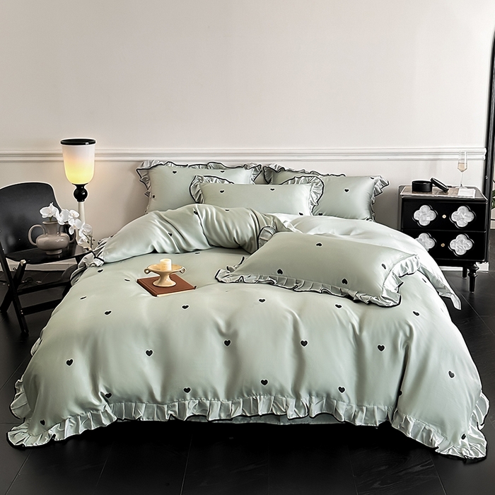 91家纺网 家纺一手货源 找家纺 （总）置顶家纺 2025新款初心蝴蝶结水洗天丝印花四件套