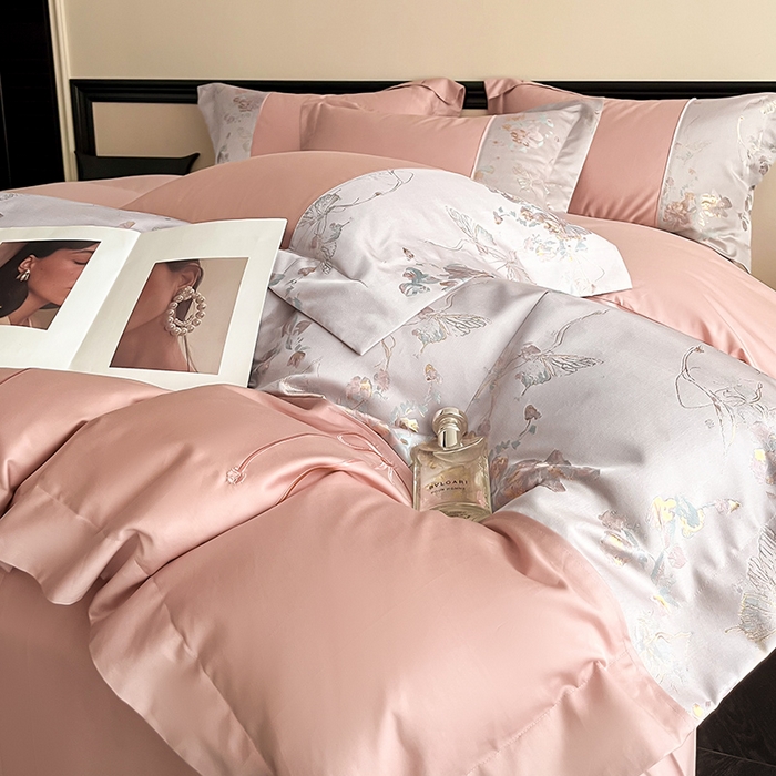 91家纺网 家纺一手货源 找家纺 （总）置顶家纺 2025新款国色天香新中式全棉刺绣拼接四件套