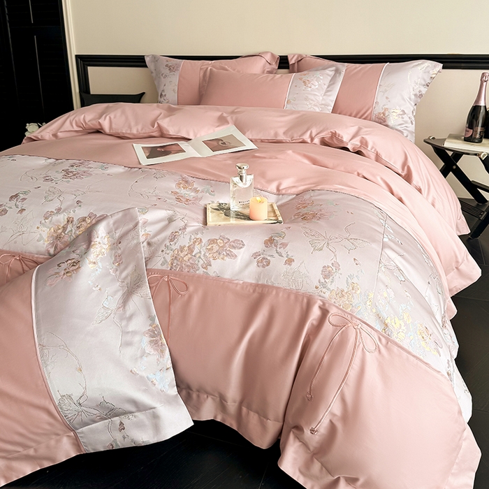 91家纺网 家纺一手货源 找家纺 （总）置顶家纺 2025新款国色天香新中式全棉刺绣拼接四件套