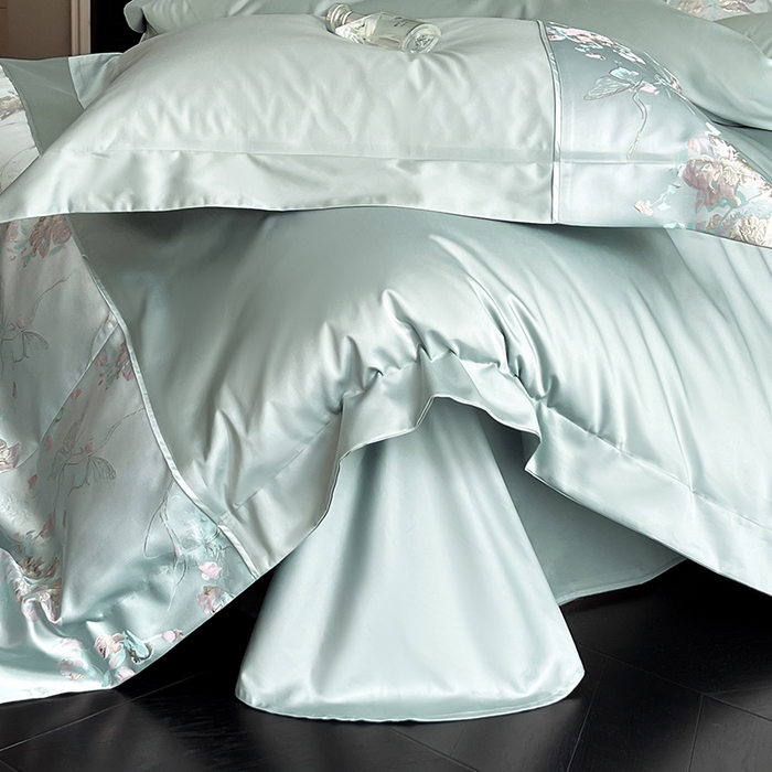 91家纺网 家纺一手货源 找家纺 置顶家纺 2025新款国色天香新中式全棉刺绣拼接四件套 国色天香-月影蓝