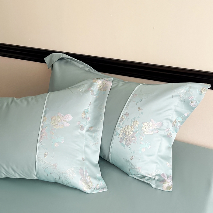 91家纺网 家纺一手货源 找家纺 置顶家纺 2025新款国色天香新中式全棉刺绣拼接四件套 国色天香-月影蓝