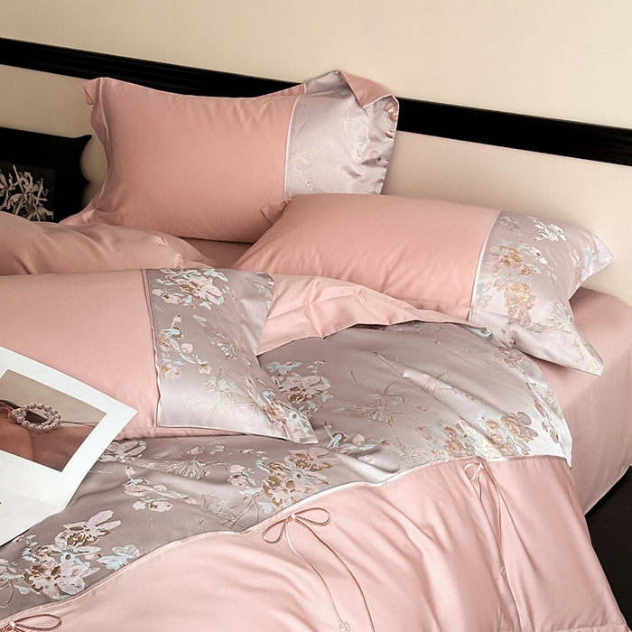 91家纺网 家纺一手货源 找家纺 （总）置顶家纺 2025新款国色天香新中式全棉刺绣拼接四件套