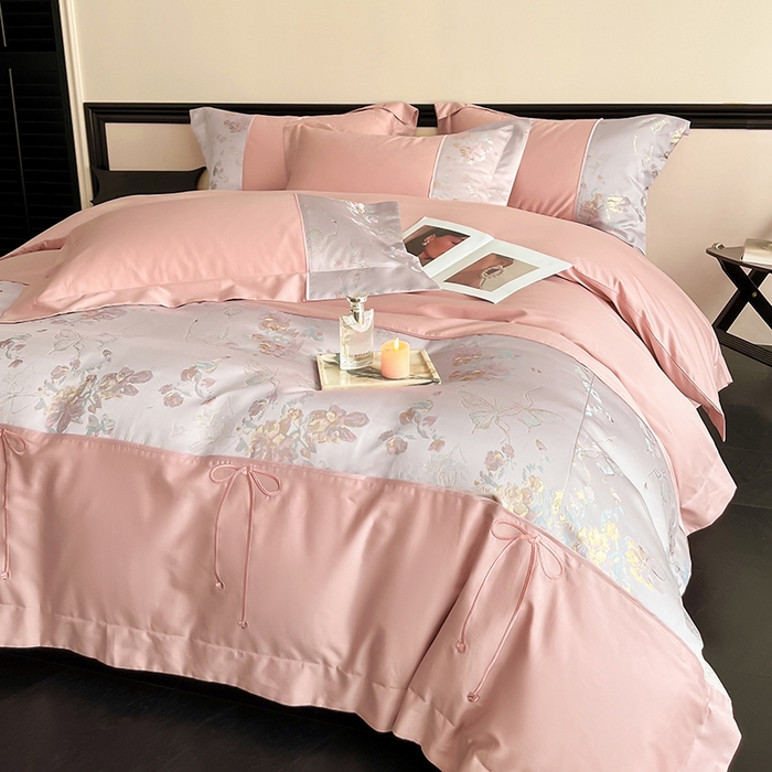 91家纺网 家纺一手货源 找家纺 （总）置顶家纺 2025新款国色天香新中式全棉刺绣拼接四件套