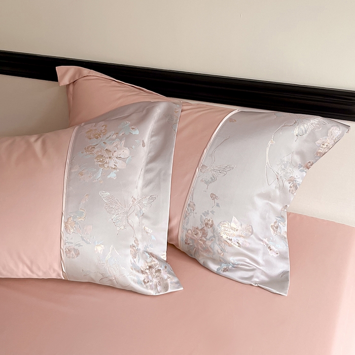 91家纺网 家纺一手货源 找家纺 置顶家纺 2025新款国色天香新中式全棉刺绣拼接四件套 国色天香-浅豆沙