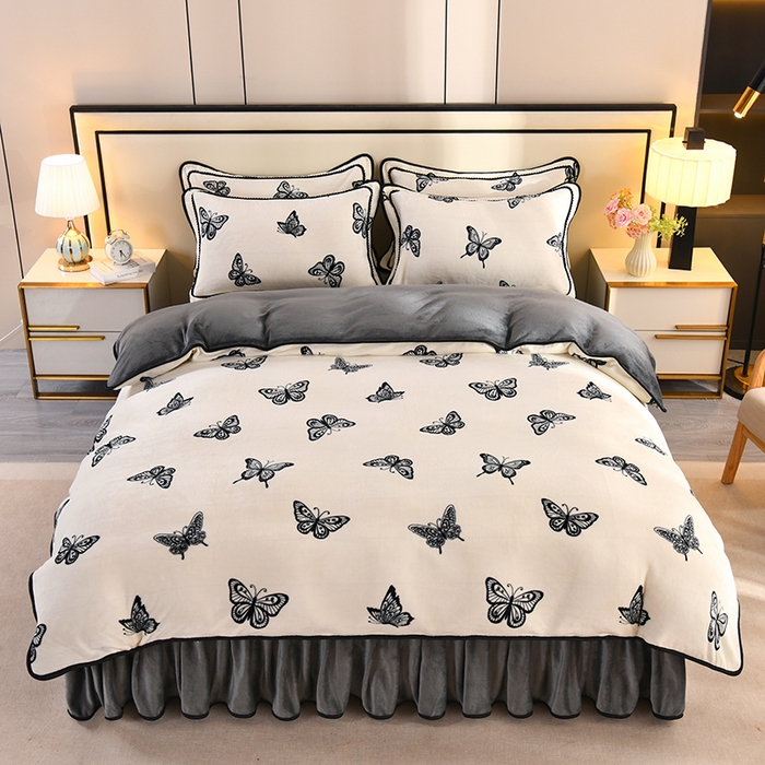 2025新款高克重8斤金貂绒牛奶绒四件套 蝴蝶