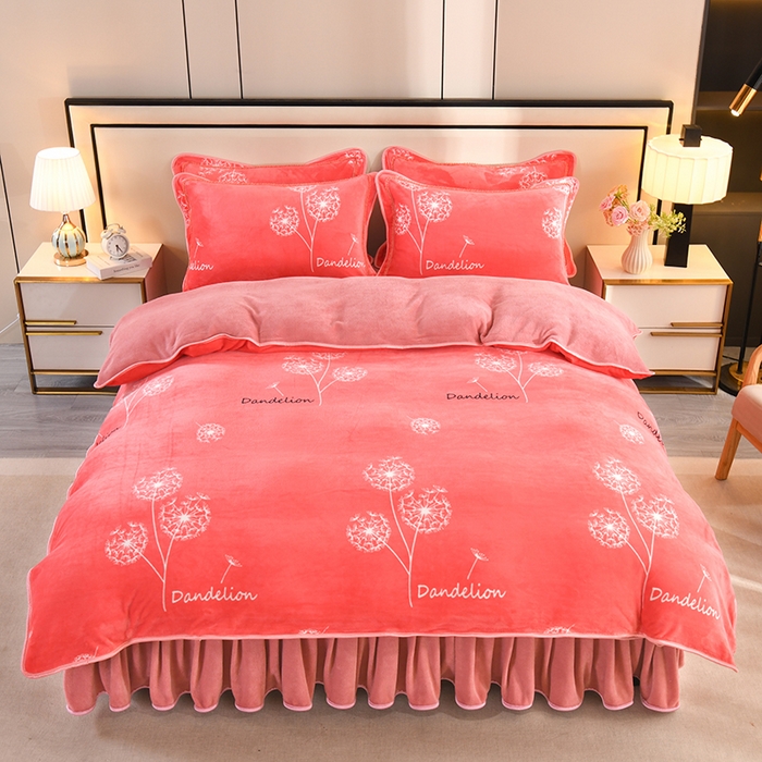 2025新款高克重8斤金貂绒牛奶绒四件套 蒲公英