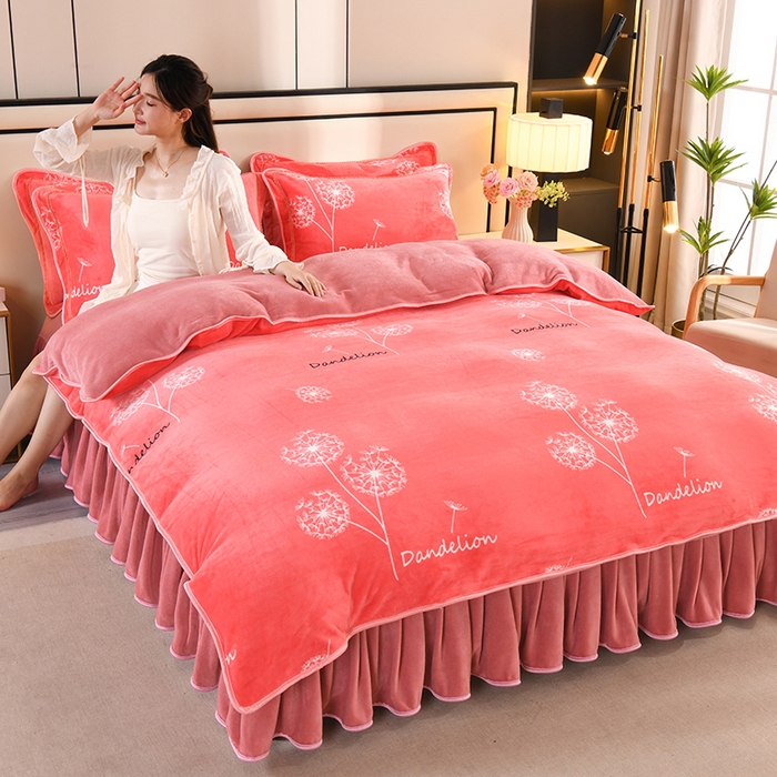 91家纺网 家纺一手货源 找家纺 2025新款高克重8斤金貂绒牛奶绒四件套 蒲公英