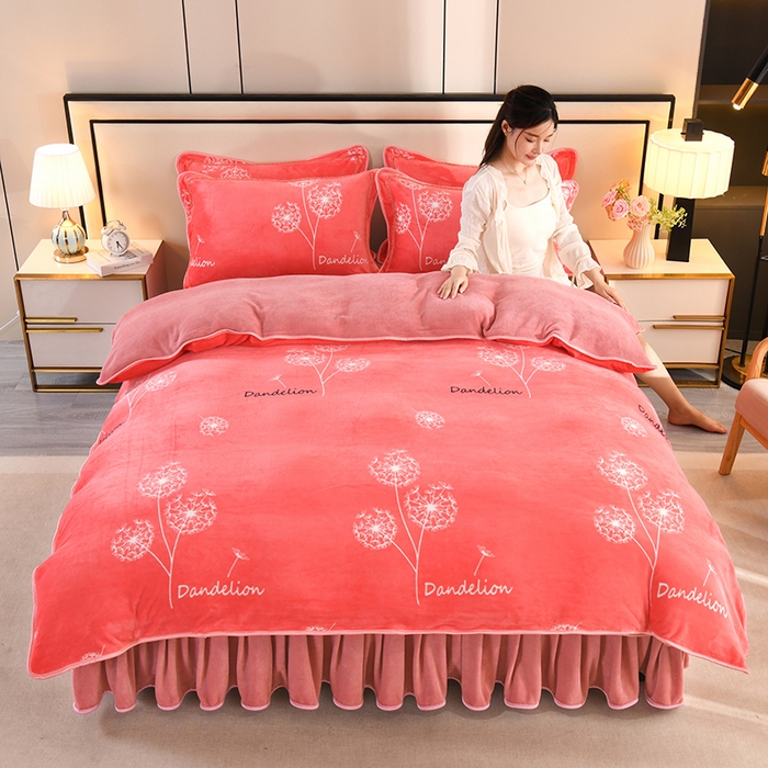 91家纺网 家纺一手货源 找家纺 2025新款高克重8斤金貂绒牛奶绒四件套 蒲公英